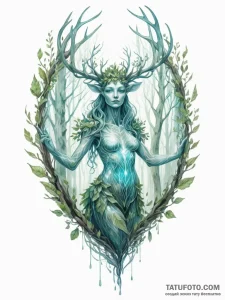 Tattoo sketch, holographic forest spirit, a t... - эскиз тату (№1752390297_0, 13.07.2025 07:04) — Tatufoto.com