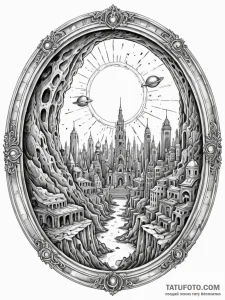 Tattoo sketch, opulent oculus portal, a grand... - эскиз тату (№1752390466_0, 13.07.2025 07:07) — Tatufoto.com