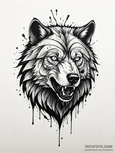 Tattoo sketch, feral ai beast, a creature tha... - эскиз тату (№1752390551_0, 13.07.2025 07:09) — Tatufoto.com