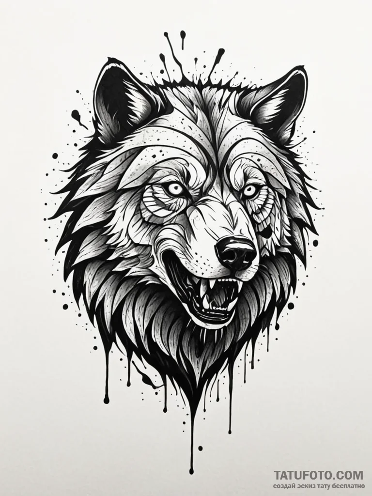 Tattoo sketch, feral ai beast, a creature tha… — эскиз тату (№1752390551_0, 13.07.2025 07:09) — Tatufoto.com