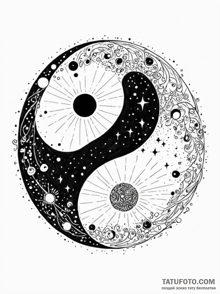 Tattoo sketch, yin-yang of quantum light, a c... - эскиз тату (№1752390807_0, 13.07.2025 07:13) — Tatufoto.com