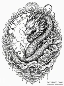 Tattoo sketch, cosmic clockwork: an intricate... - эскиз тату (№1752391402_0, 13.07.2025 07:23) — Tatufoto.com
