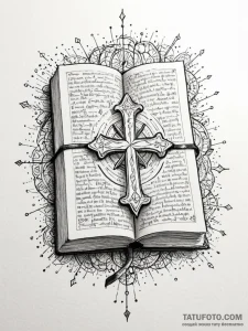 Tattoo sketch, unwritten algorithm tome, an a... - эскиз тату (№1752391742_0, 13.07.2025 07:29) — Tatufoto.com