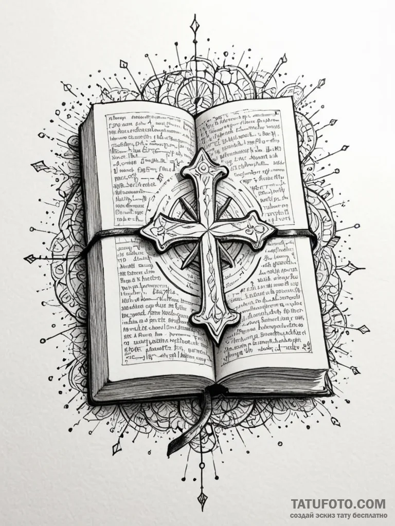 Tattoo sketch, unwritten algorithm tome, an a... - эскиз тату (№1752391742_0, 13.07.2025 07:29) — Tatufoto.com