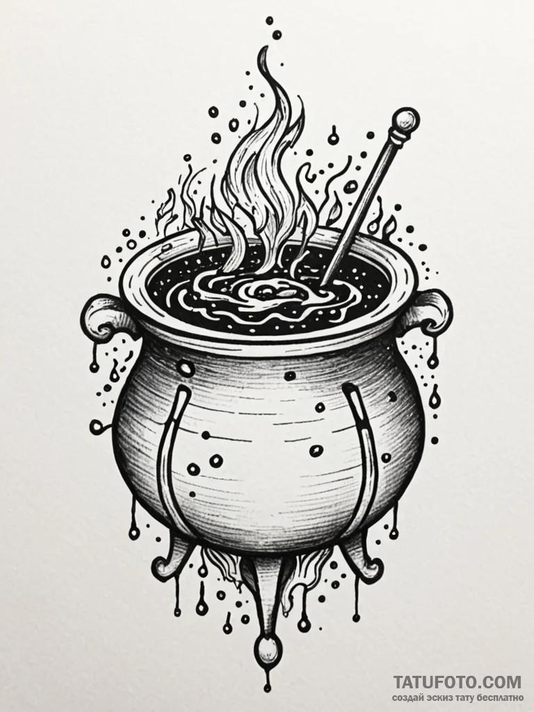 Tattoo sketch, cauldron of creativity: a bubb... - эскиз тату (№1752391828_0, 13.07.2025 07:30) — Tatufoto.com