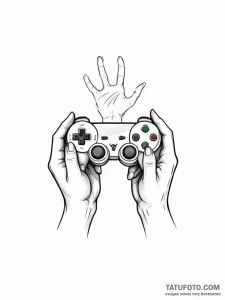 Tattoo sketch, ghostly gamer's hand, a transl... - эскиз тату (№1752392343_0, 13.07.2025 07:39) — Tatufoto.com