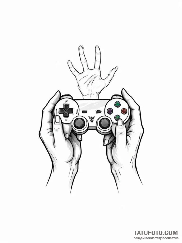 Tattoo sketch, ghostly gamer’s hand, a transl… — эскиз тату (№1752392343_0, 13.07.2025 07:39) — Tatufoto.com