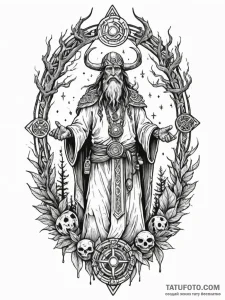 Tattoo sketch, guardian of the old ways, an a... - эскиз тату (№1752392511_0, 13.07.2025 07:41) — Tatufoto.com