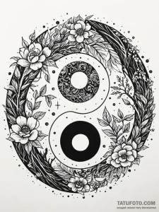 Tattoo sketch, yin-yang of code and nature, a... - эскиз тату (№1752392596_0, 13.07.2025 07:43) — Tatufoto.com