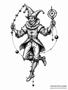 Tattoo sketch, jester of jurisprudence, a whi... - эскиз тату (№1752393372_0, 13.07.2025 07:56) — Tatufoto.com