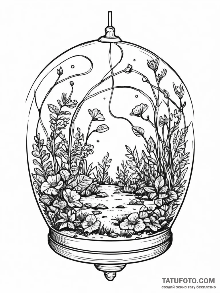 Tattoo sketch, electric ecosystem, a lush, vi... - эскиз тату (№1752393632_0, 13.07.2025 08:00) — Tatufoto.com