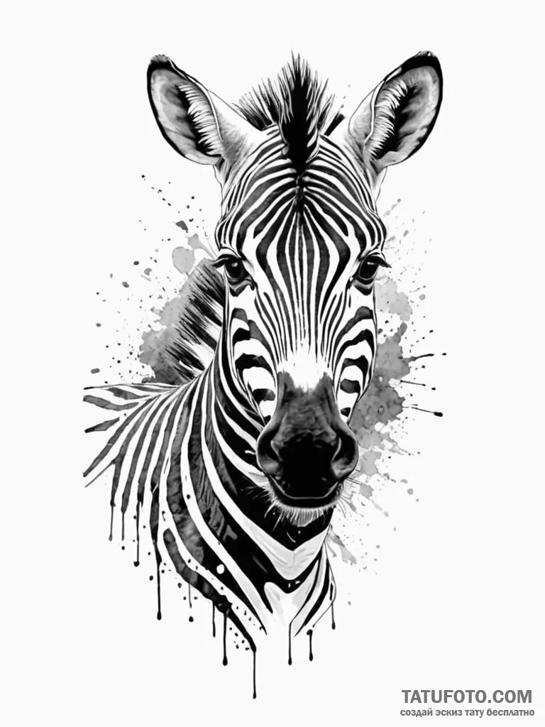 Tattoo sketch, zebra pattern, glitching strip... - эскиз тату (№1752393716_0, 13.07.2025 08:01) — Tatufoto.com