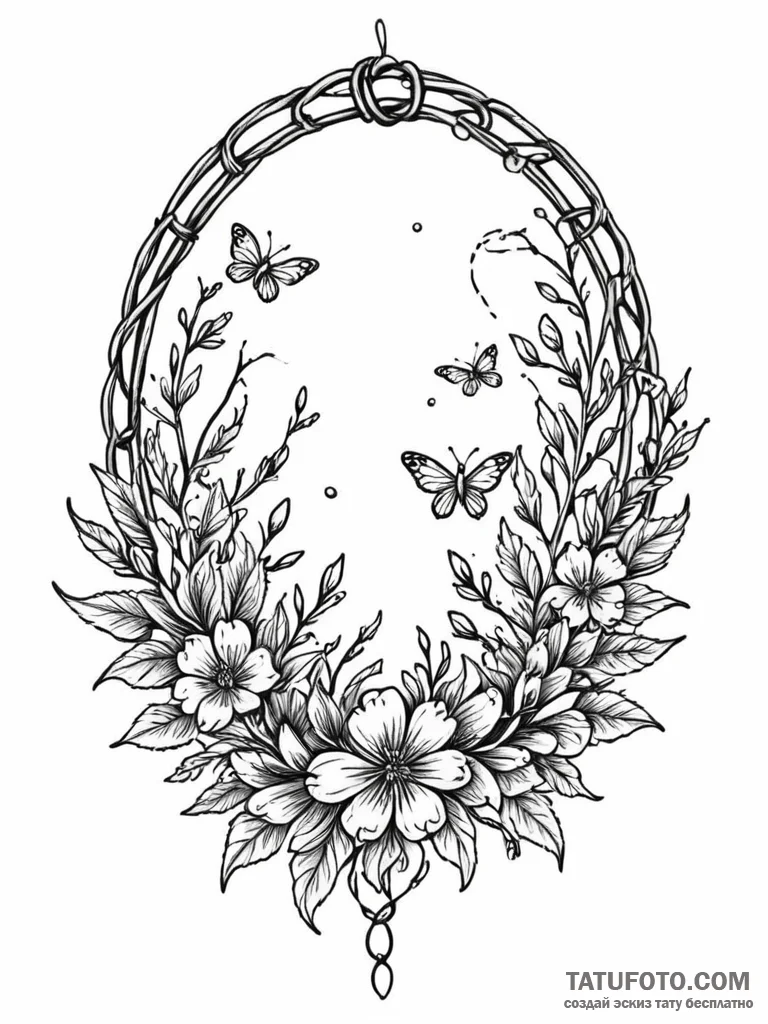 Tattoo sketch, barbed wire fence intricately... - эскиз тату (№1752393974_0, 13.07.2025 08:06) — Tatufoto.com