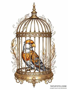 Tattoo sketch, gilded cage, open door, an ele... - эскиз тату (№1752394150_0, 13.07.2025 08:09) — Tatufoto.com
