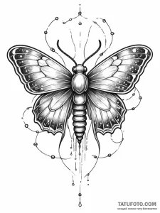 Tattoo sketch, mystical microchip moth, a del... - эскиз тату (№1752394323_0, 13.07.2025 08:12) — Tatufoto.com