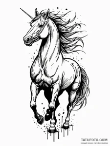 Tattoo sketch, kicking horse, wild data, a po... - эскиз тату (№1752394498_0, 13.07.2025 08:14) — Tatufoto.com