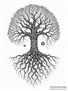 Tattoo sketch, quantum entangled roots, the d... - эскиз тату (№1752394584_0, 13.07.2025 08:16) — Tatufoto.com