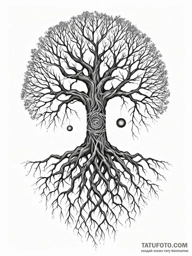 Tattoo sketch, quantum entangled roots, the d... - эскиз тату (№1752394584_0, 13.07.2025 08:16) — Tatufoto.com