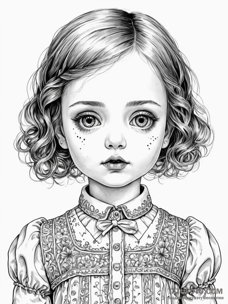 Tattoo sketch, porcelain doll, glitching soul… — эскиз тату (№1752395101_0, 13.07.2025 08:25) — Tatufoto.com