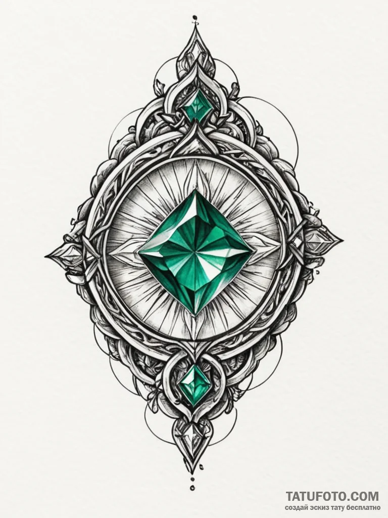 Tattoo sketch, hyper-realistic portal gem, a... - эскиз тату (№1752395872_0, 13.07.2025 08:37) — Tatufoto.com