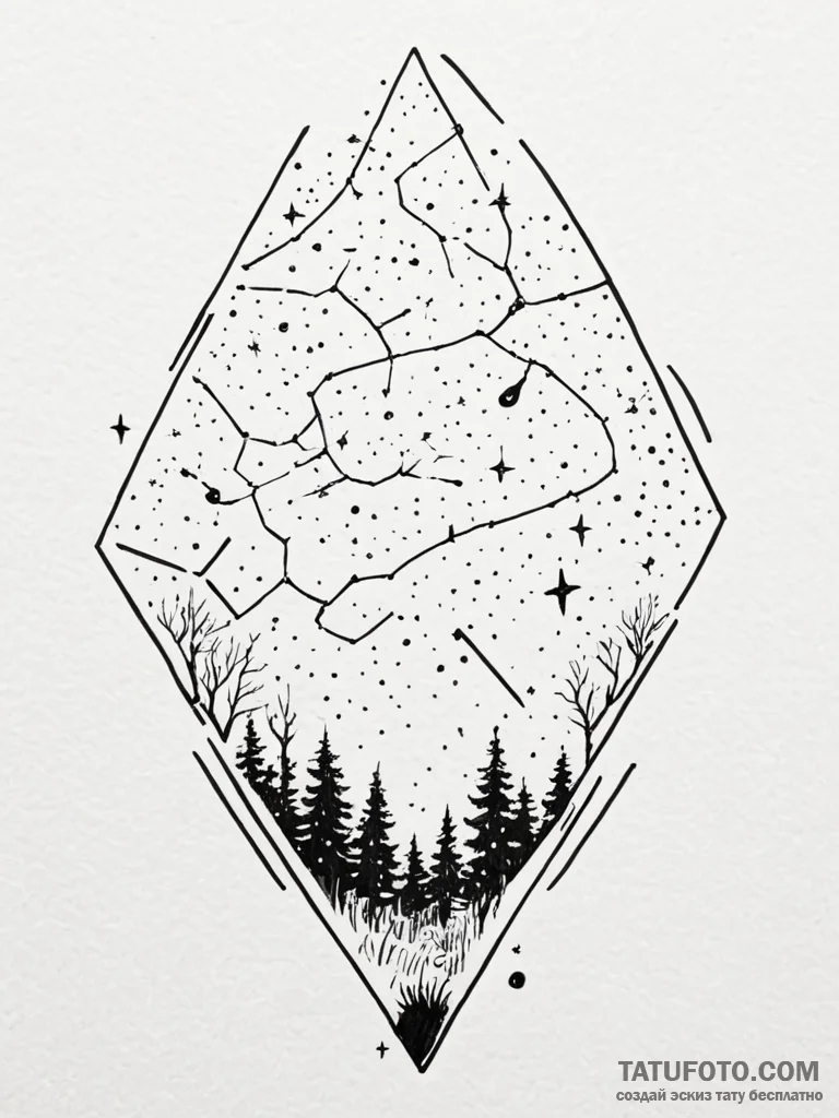 Tattoo sketch, firefly constellation map, a c… — эскиз тату (№1752395959_0, 13.07.2025 08:39) — Tatufoto.com