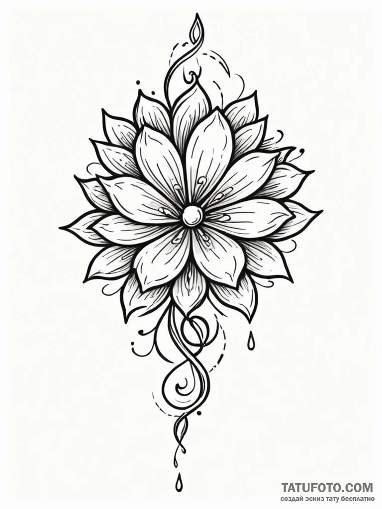 Tattoo sketch, vibrating vocal chord flower,... - эскиз тату (№1752396302_0, 13.07.2025 08:45) — Tatufoto.com