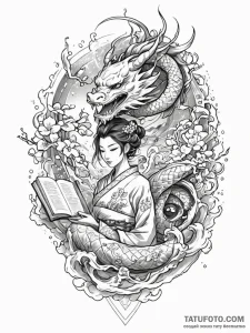 Tattoo sketch, keeper of the digital library,... - эскиз тату (№1752396388_0, 13.07.2025 08:46) — Tatufoto.com