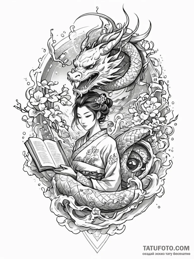 Tattoo sketch, keeper of the digital library,... - эскиз тату (№1752396388_0, 13.07.2025 08:46) — Tatufoto.com