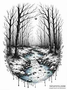 Tattoo sketch, forest spirit's data stream, a... - эскиз тату (№1752396645_0, 13.07.2025 08:50) — Tatufoto.com