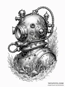 Tattoo sketch, dreaming deep sea diver, an ol... - эскиз тату (№1752396816_0, 13.07.2025 08:53) — Tatufoto.com