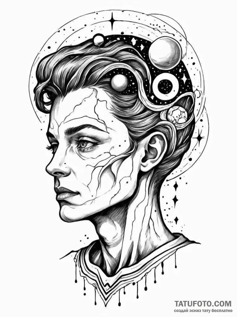 Tattoo sketch, interstellar insight, a styliz... - эскиз тату (№1752397332_0, 13.07.2025 09:02) — Tatufoto.com