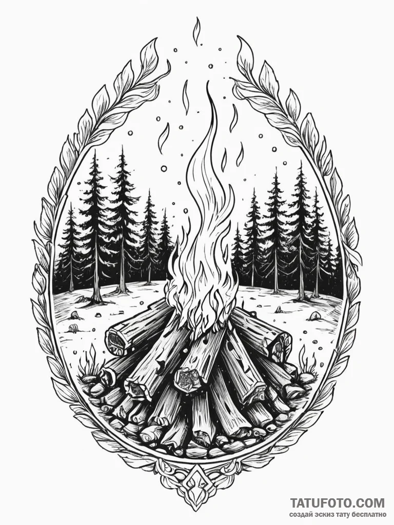 Tattoo sketch, vagabond's virtual fireplace,... - эскиз тату (№1752397679_0, 13.07.2025 09:07) — Tatufoto.com