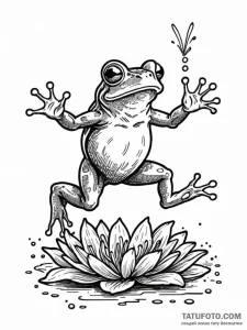 Tattoo sketch, quantum leap frog, a whimsical... - эскиз тату (№1752397766_0, 13.07.2025 09:09) — Tatufoto.com