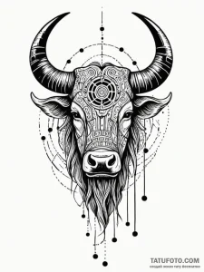 Tattoo sketch, yak horn, data carved, a singl... - эскиз тату (№1752397854_0, 13.07.2025 09:10) — Tatufoto.com