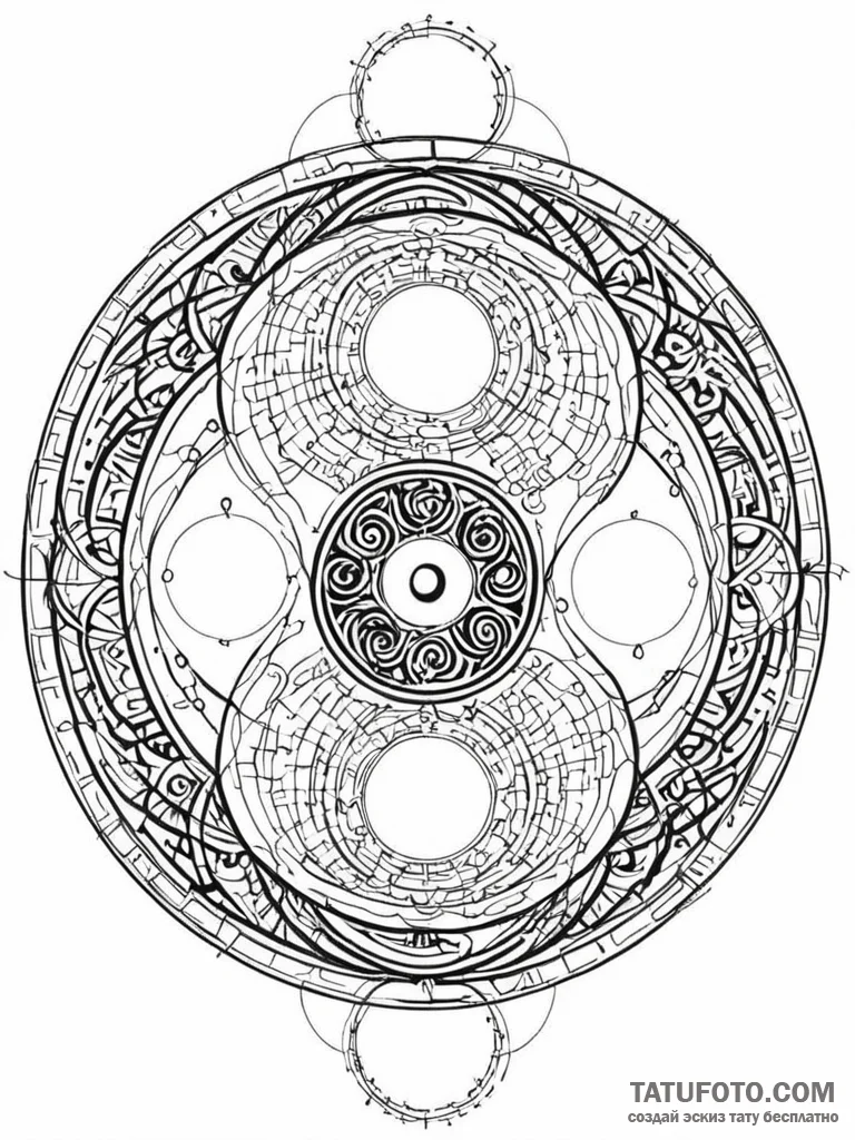 Tattoo sketch, yin-yang of yarn and circuits,... - эскиз тату (№1752398199_0, 13.07.2025 09:16) — Tatufoto.com