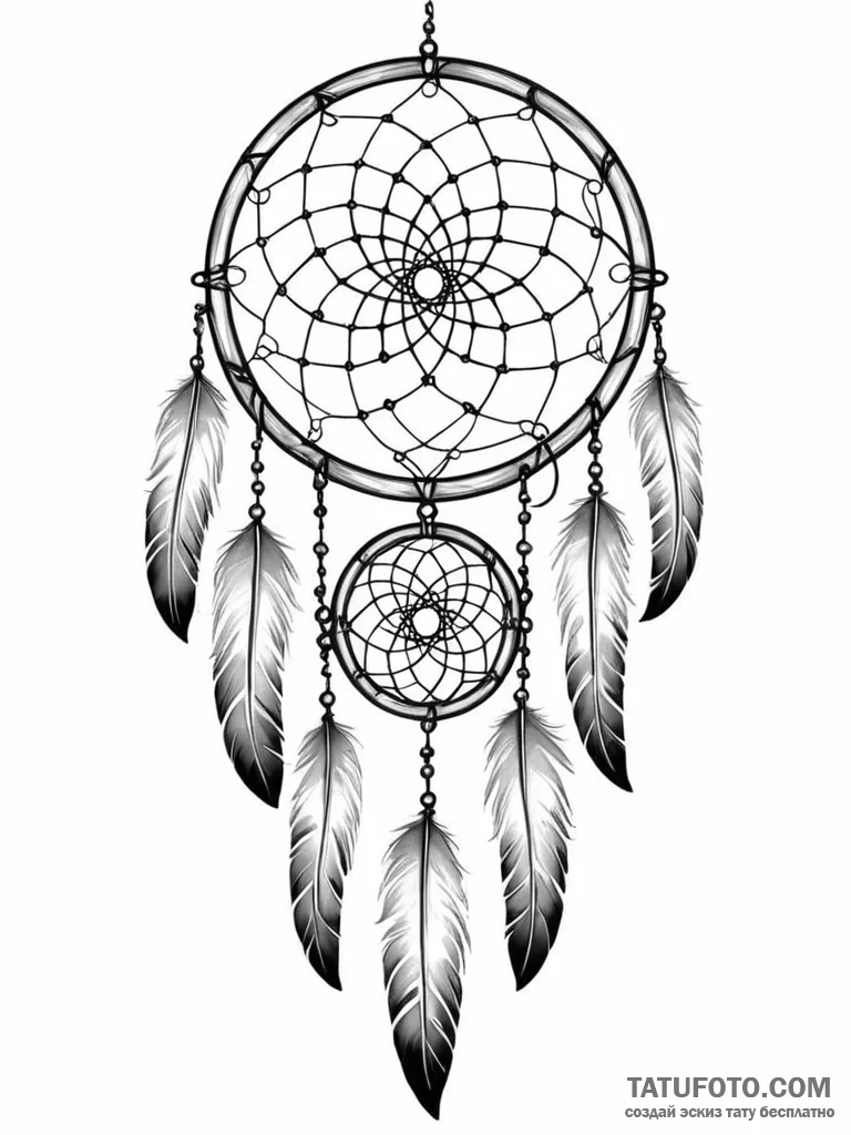 Tattoo sketch, digital dreamcatcher, a tradit... - эскиз тату (№1752398460_0, 13.07.2025 09:21) — Tatufoto.com