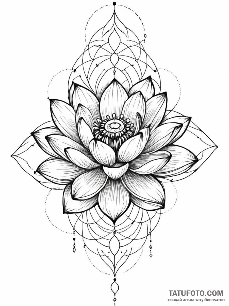 Tattoo sketch, lotus of living data, a beauti… — эскиз тату (№1752398803_0, 13.07.2025 09:26) — Tatufoto.com