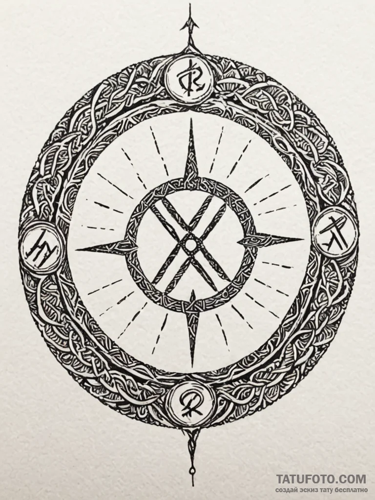 Tattoo sketch, resonant rune circle, an ancie... - эскиз тату (№1752399144_0, 13.07.2025 09:32) — Tatufoto.com