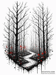 Tattoo sketch, optical fiber forest, a dense,... - эскиз тату (№1752399229_0, 13.07.2025 09:33) — Tatufoto.com
