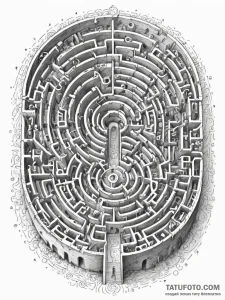 Tattoo sketch, labyrinth of logic, an intrica... - эскиз тату (№1752399400_0, 13.07.2025 09:36) — Tatufoto.com