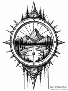 Tattoo sketch, jagged journey compass, an ant... - эскиз тату (№1752399741_0, 13.07.2025 09:42) — Tatufoto.com