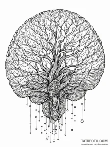 Tattoo sketch, global brain network, a styliz... - эскиз тату (№1752399914_0, 13.07.2025 09:45) — Tatufoto.com
