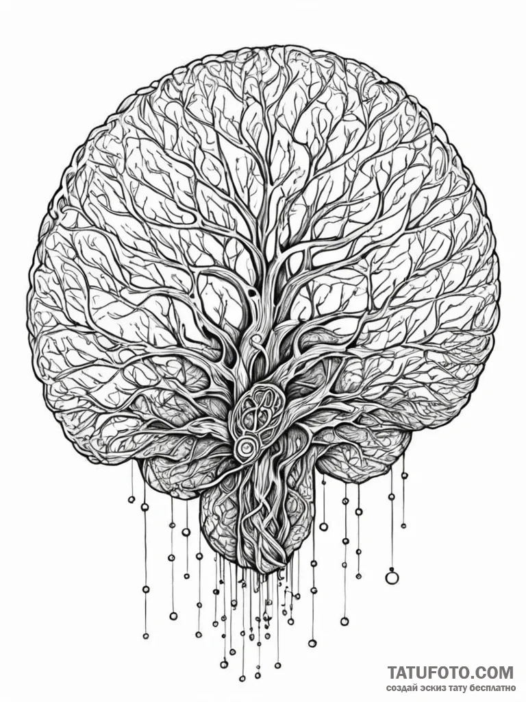 Tattoo sketch, global brain network, a styliz... - эскиз тату (№1752399914_0, 13.07.2025 09:45) — Tatufoto.com