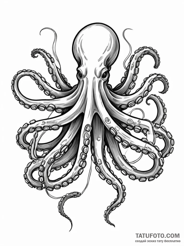 Tattoo sketch, octopus tentacle, cybernetic g... - эскиз тату (№1752400086_0, 13.07.2025 09:48) — Tatufoto.com