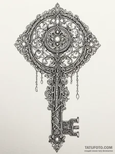 Tattoo sketch, data-forged key, an ornate, an... - эскиз тату (№1752400599_0, 13.07.2025 09:56) — Tatufoto.com