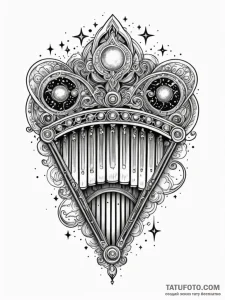 Tattoo sketch, xylophone keys, cosmic melody,... - эскиз тату (№1752400687_0, 13.07.2025 09:58) — Tatufoto.com