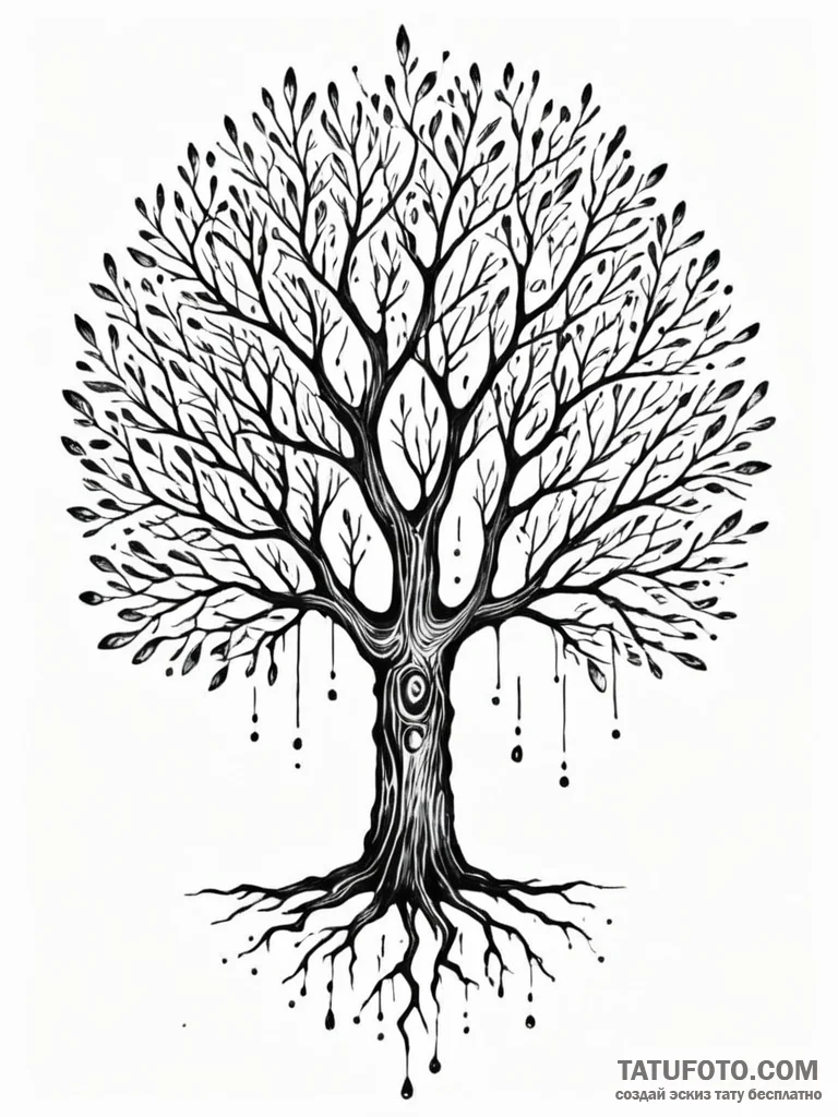 Tattoo sketch, tactile tree of touch (haptic… — эскиз тату (№1752401472_0, 13.07.2025 10:11) — Tatufoto.com