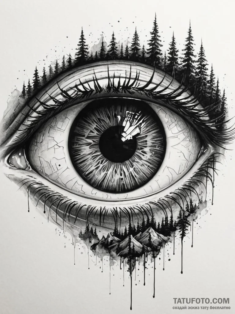 Tattoo sketch, naturalist's cybernetic eye, a... - эскиз тату (№1752401558_0, 13.07.2025 10:12) — Tatufoto.com