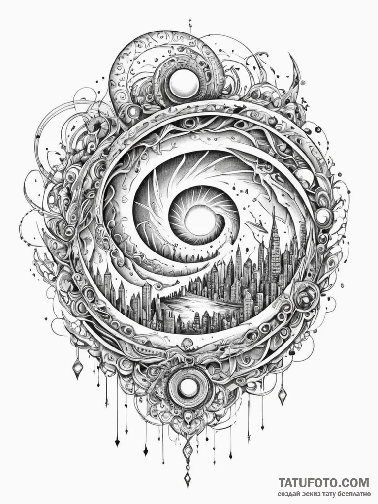 Tattoo sketch, vortex of virtual visions, a s... - эскиз тату (№1752401991_0, 13.07.2025 10:19) — Tatufoto.com