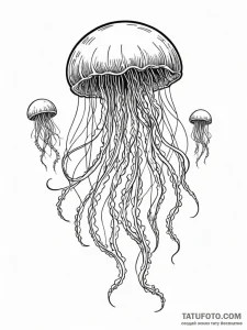 Tattoo sketch, bio-luminescent jellyfish swim... - эскиз тату (№1752402077_0, 13.07.2025 10:21) — Tatufoto.com